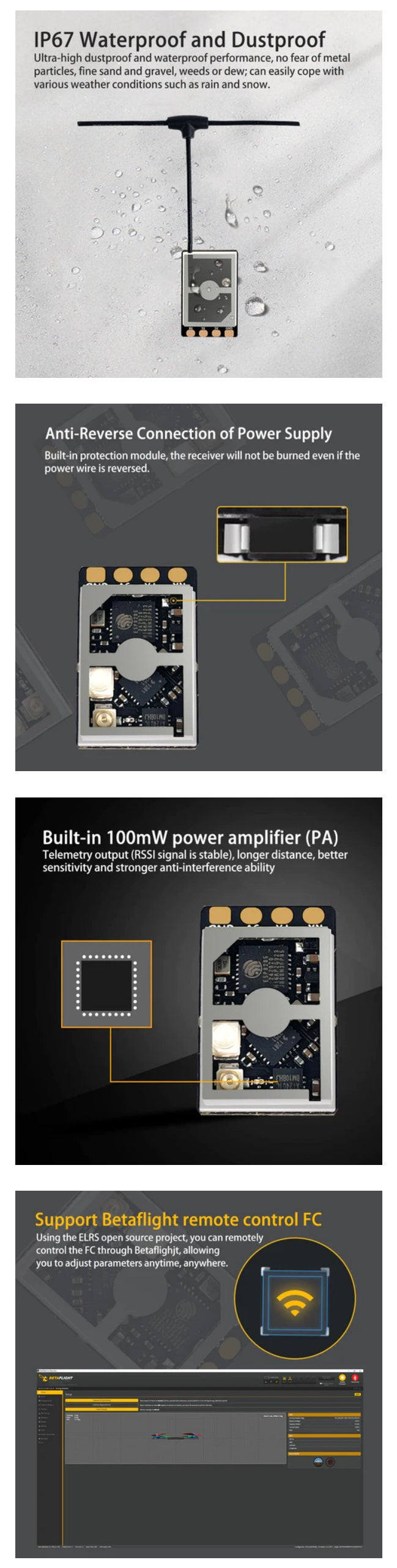 DarwinFPV Cement Ultra Durable Waterproof ExpressLRS 2.4GHz Receiver