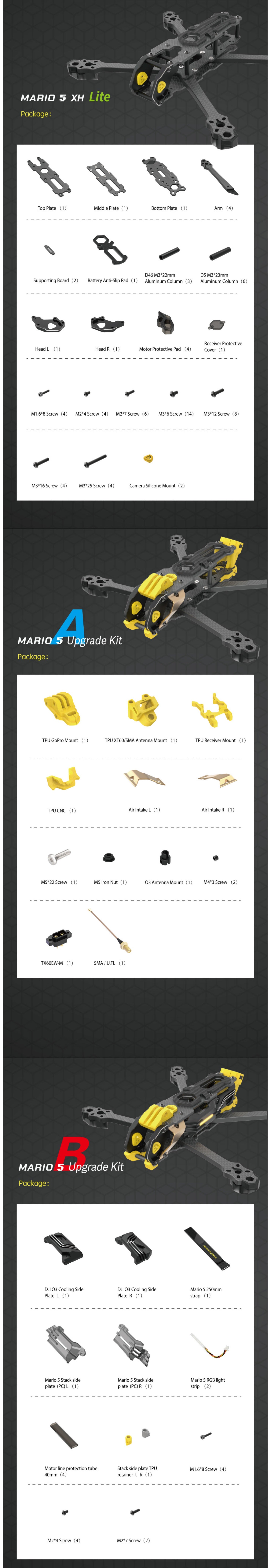 Speedy Bee Mario 5 XH Pro Frame Kit