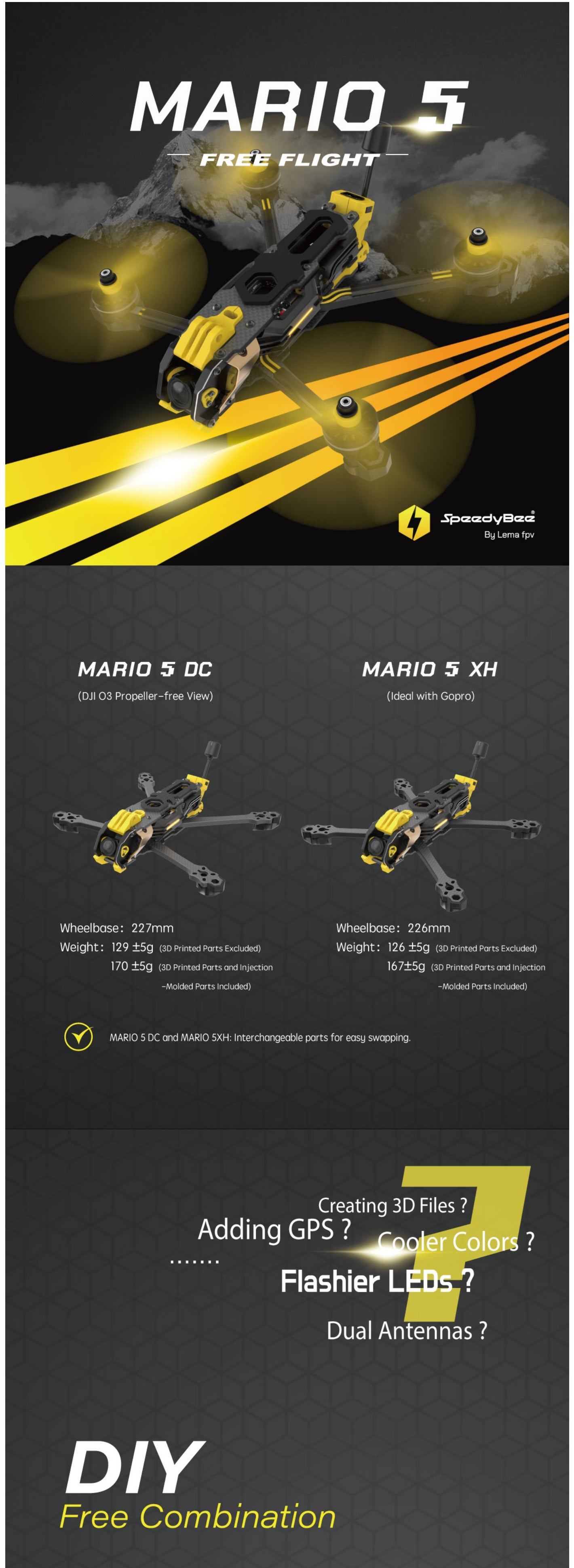 Speedy Bee Mario 5 XH Pro Frame Kit