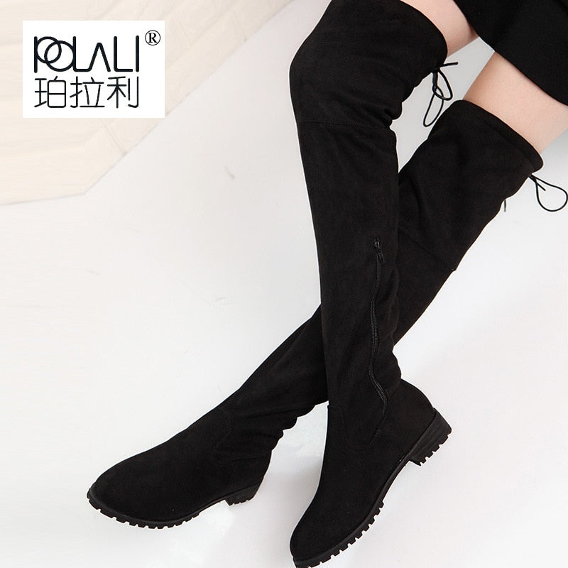 high knee boots flat