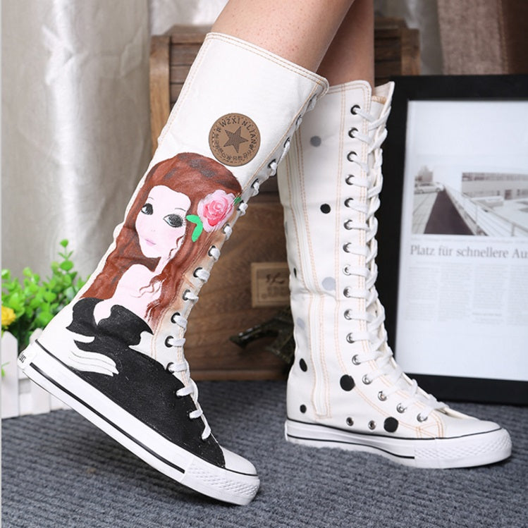 knee high canvas shoes