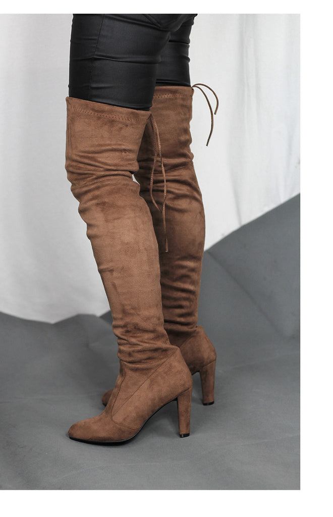 khaki thigh high boots