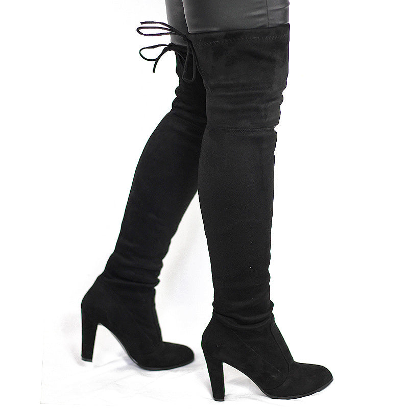 knee high suede stretch boots