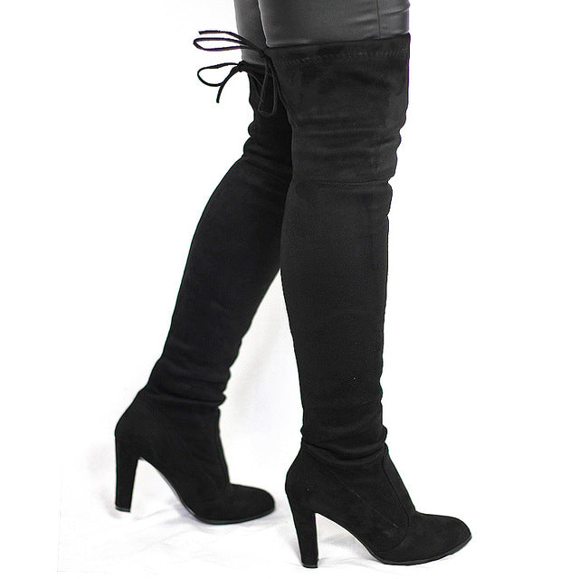 ladies suede knee high boots