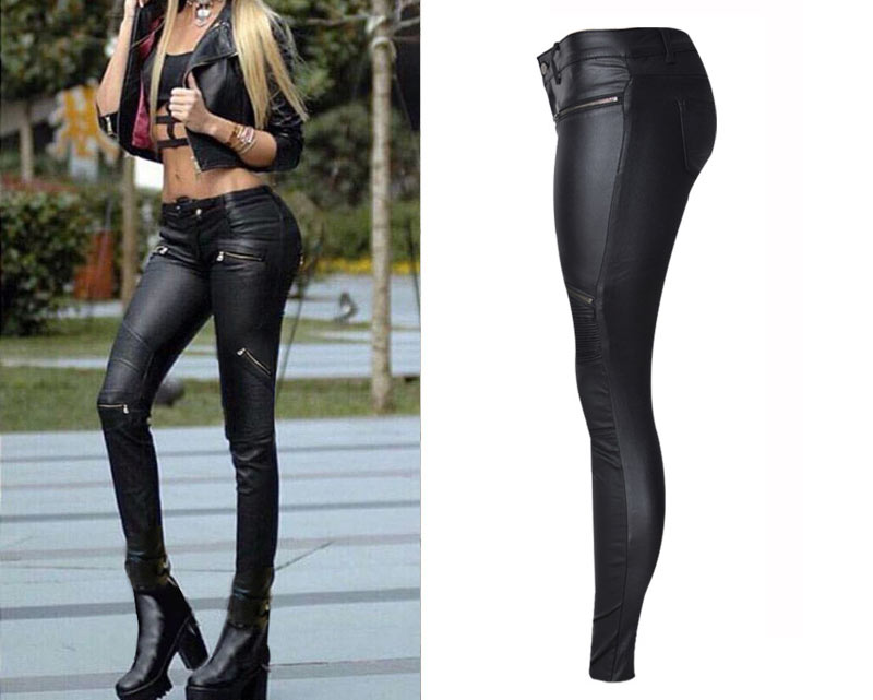 women's low rise leather pants