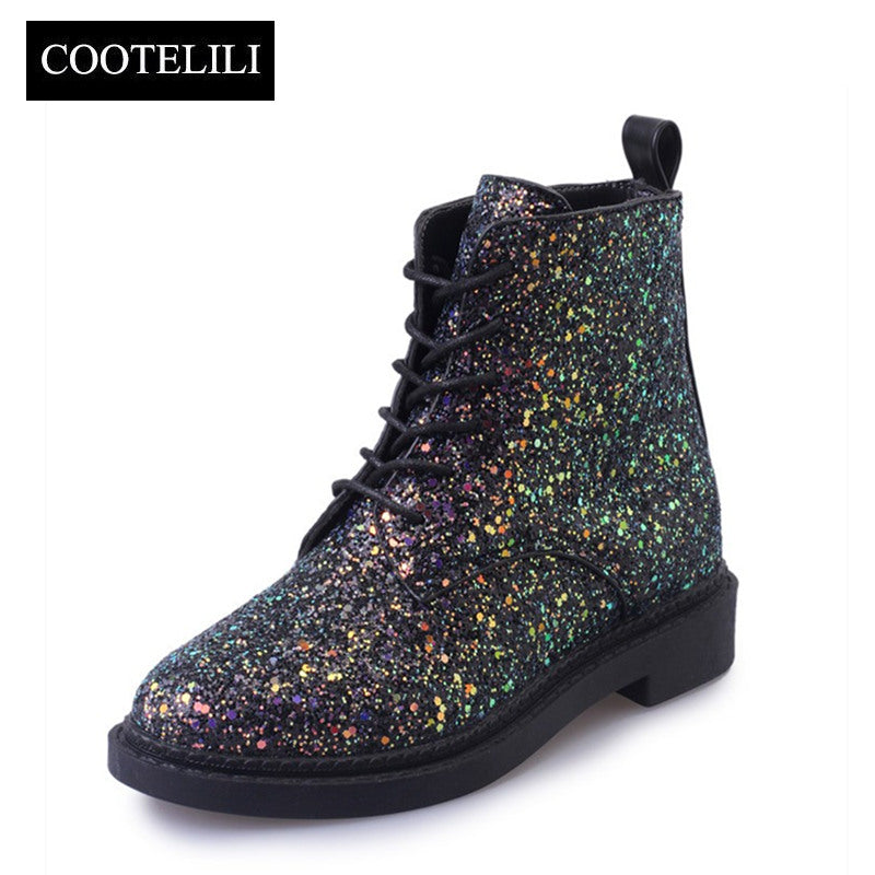 glitter lace up boots