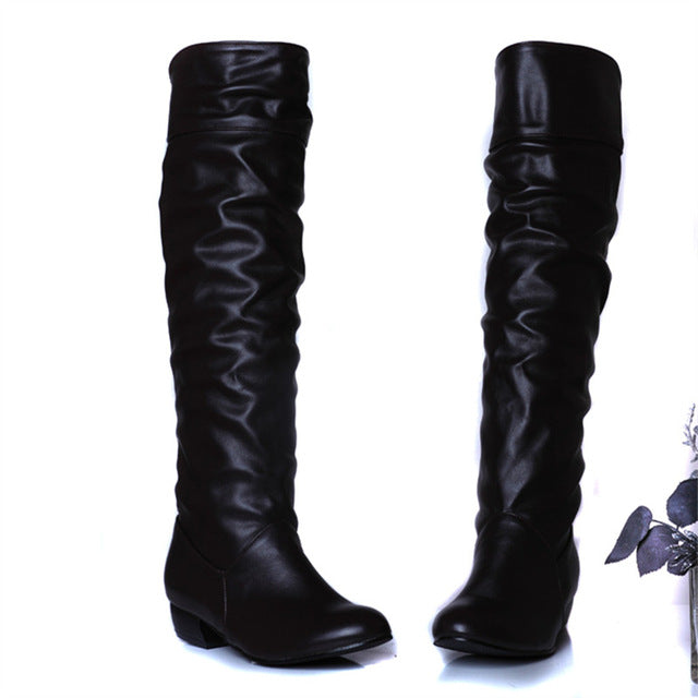 ladies black knee high boots