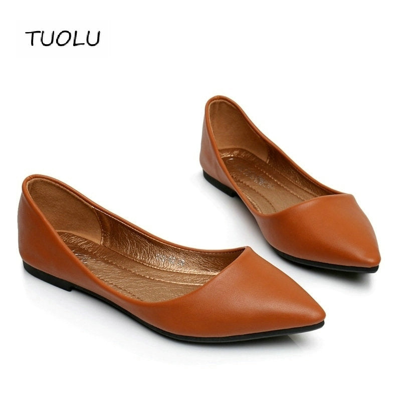 tan leather flat shoes