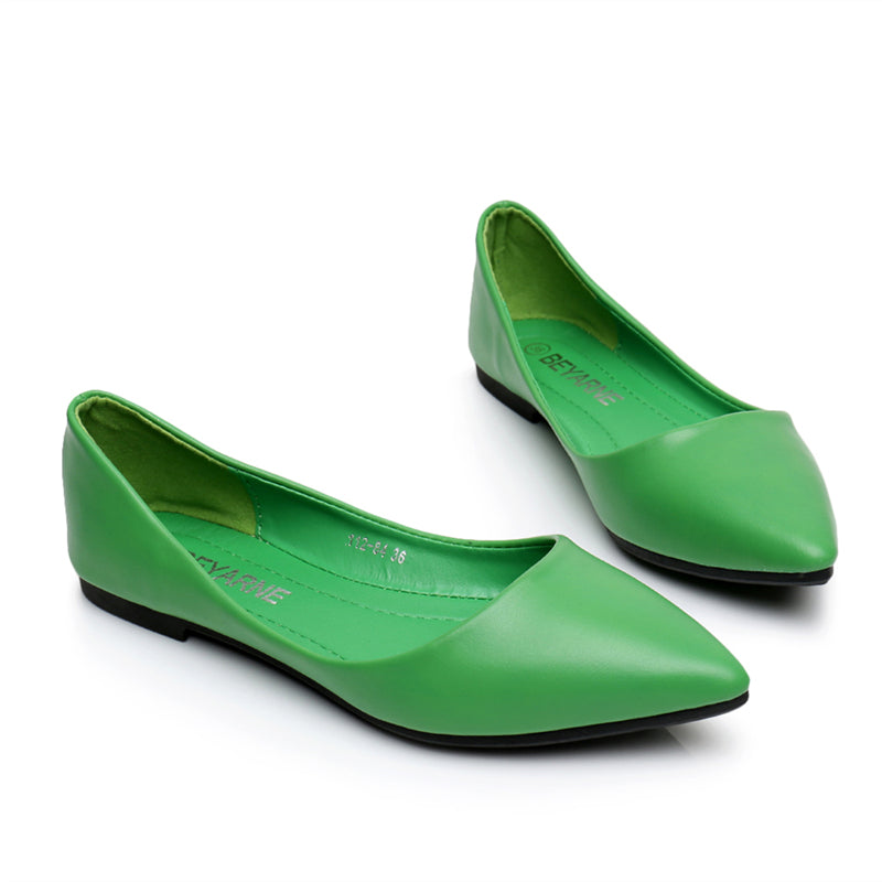 green flat shoes womens