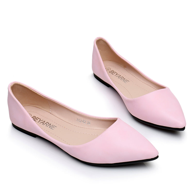 pink leather flats