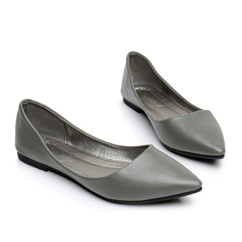 black leather flat shoes