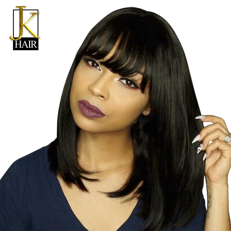 Glueless Lace Front Human Hair Wigs For Women Black Color Blunt Bob Wi