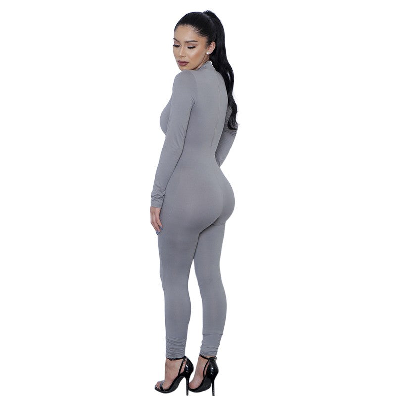 long sleeve tight jumpsuit