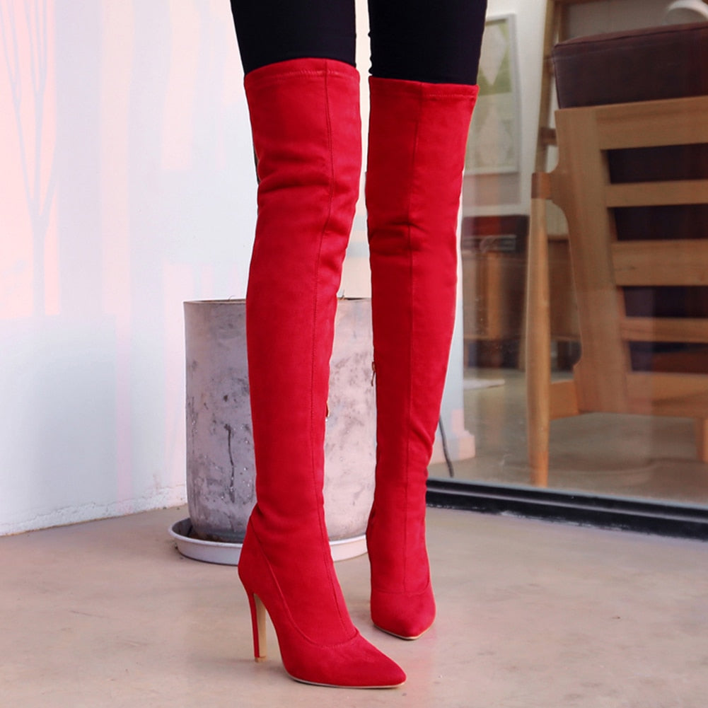 knee high boots thin heel