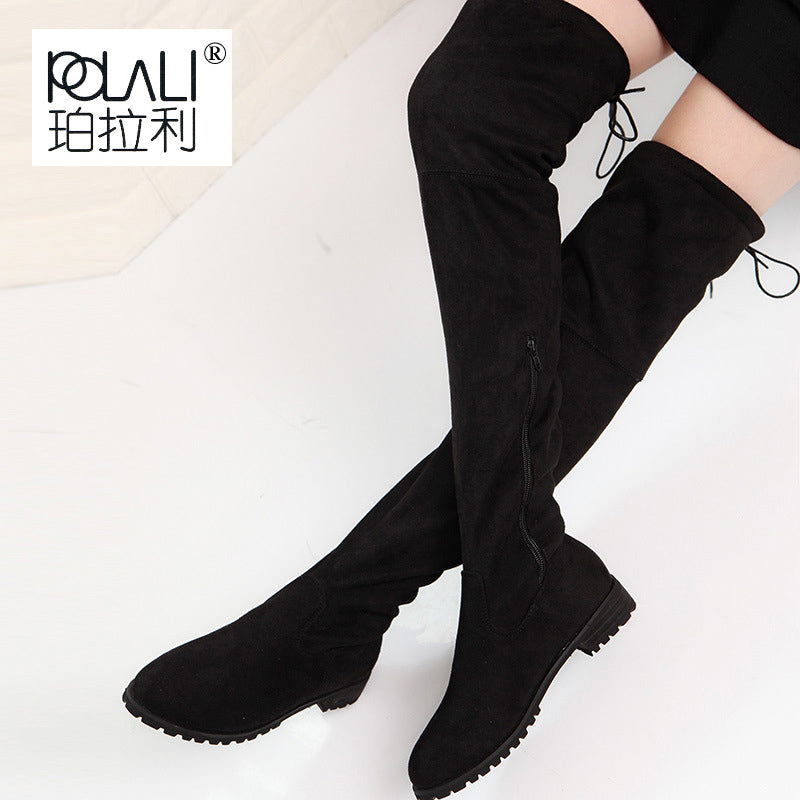 thigh high boots flat heel