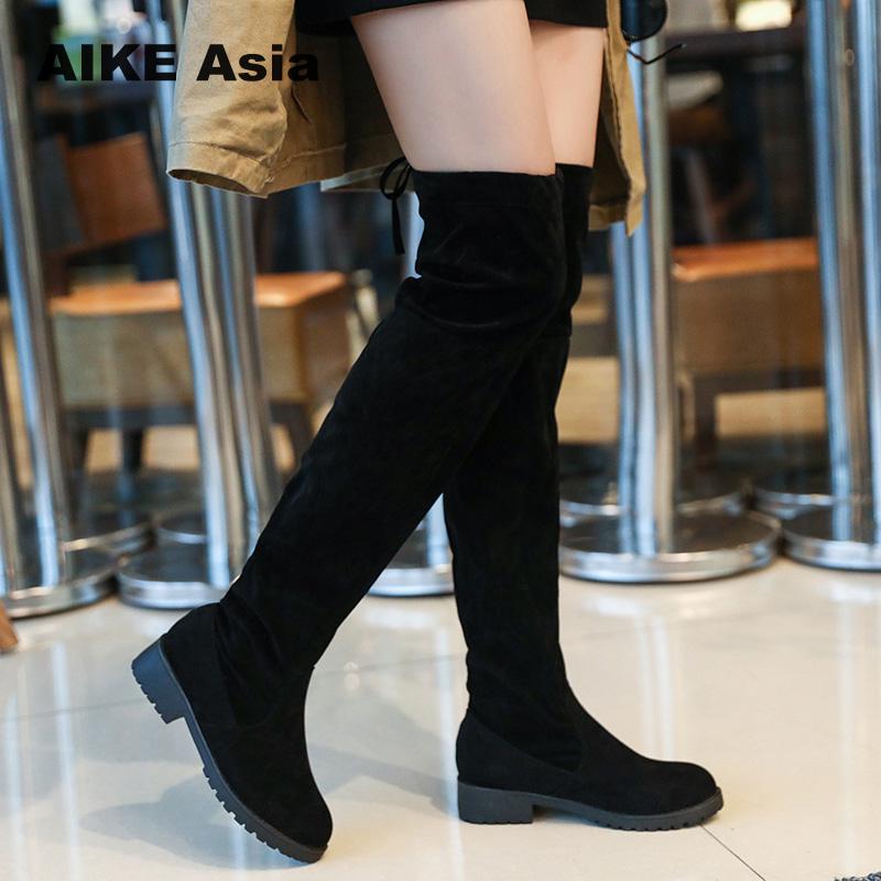 womens flat thigh high boots