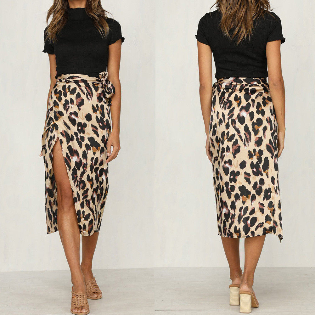 leopard print chiffon skirt