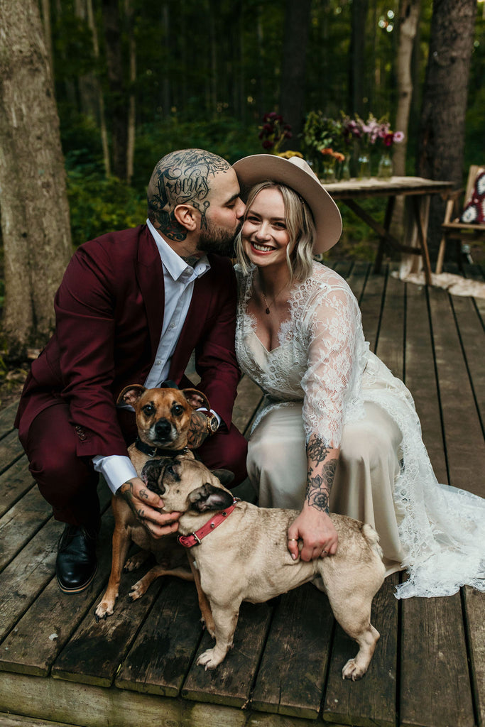ontario elopement wedding with by catalfo lace robe