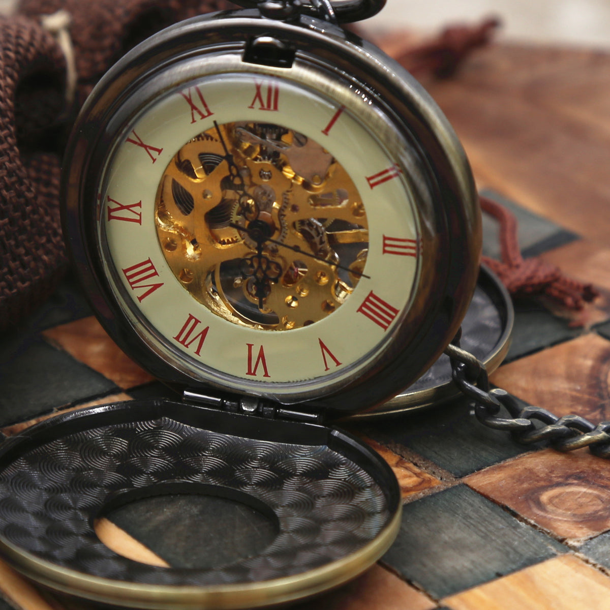 pocket watch with gears