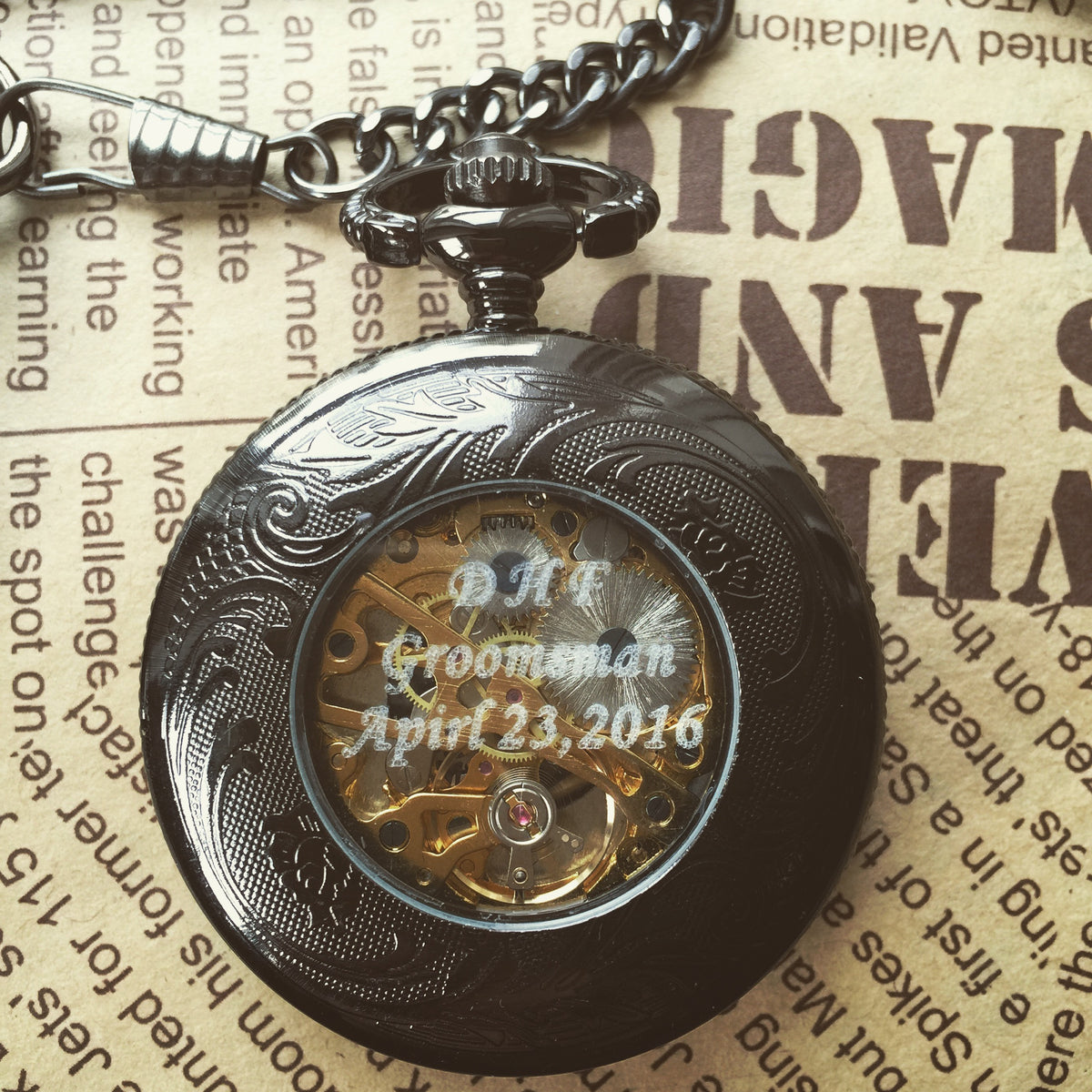 mens pocket watch and chain