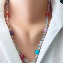 Load image into Gallery viewer, Rainbow Rock Quartz Bonbons Necklace, Gold Plated, 22&quot;inches
