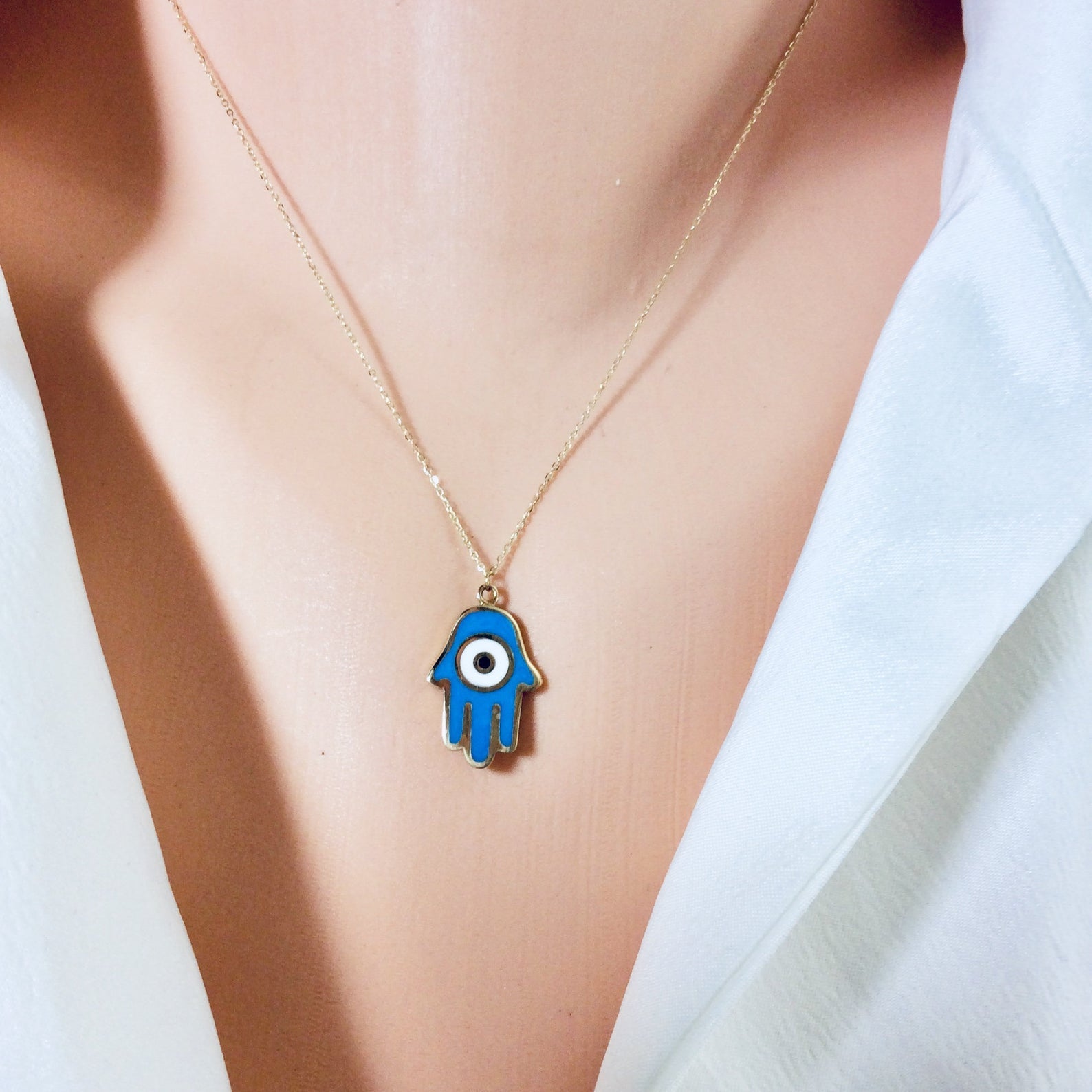 enamel evil eye pendant