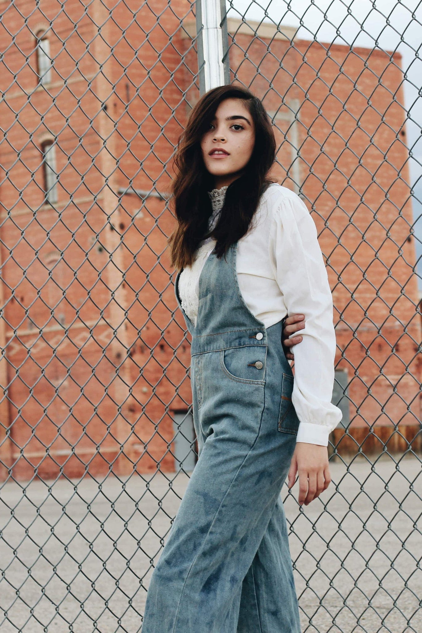 v neck denim overalls