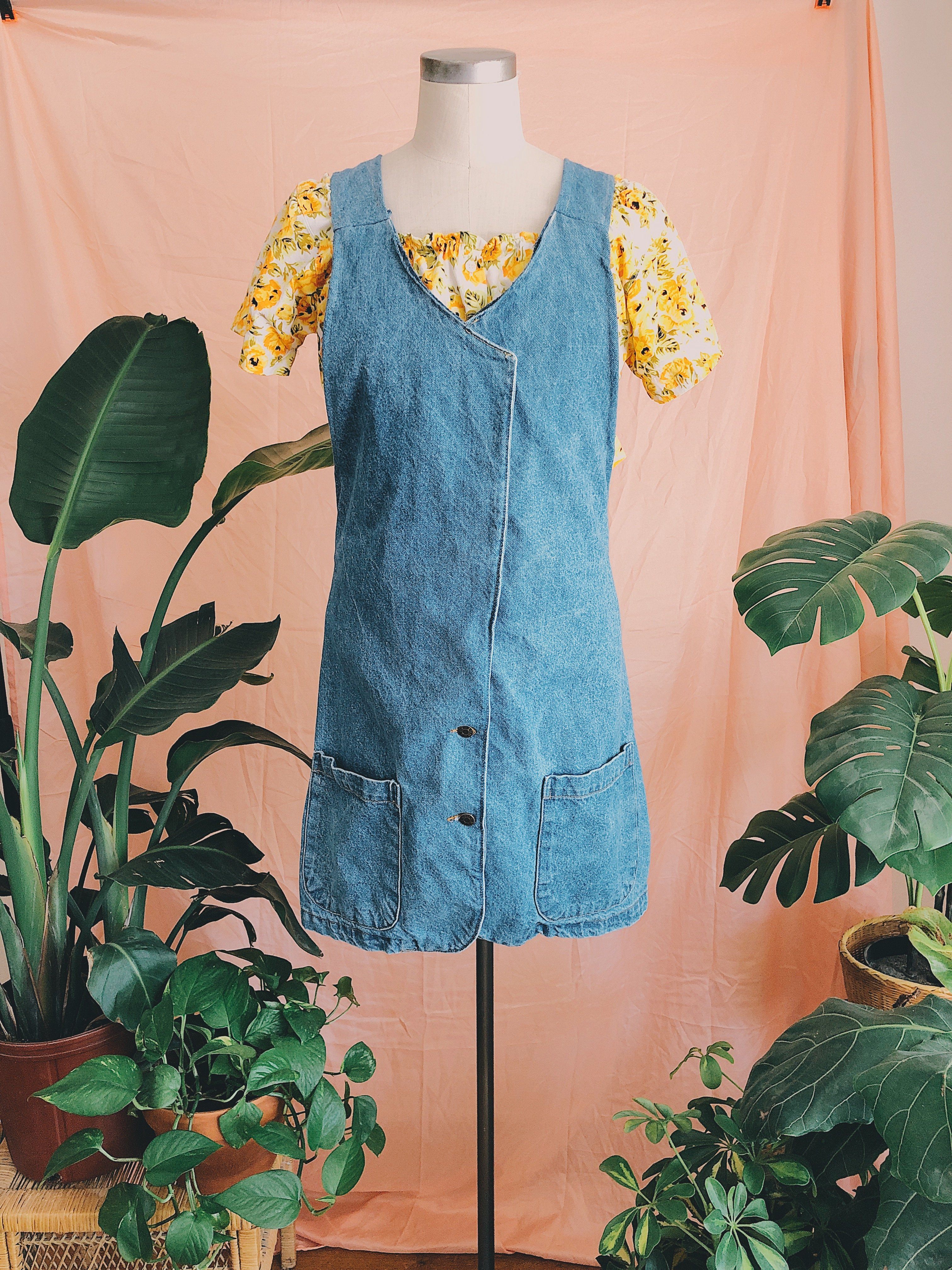 teal pinafore dress