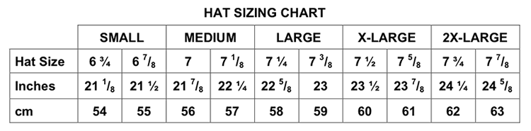 Inches To Hat Size Conversion Chart