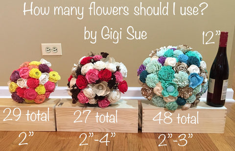 how many sola wood flowers to order for a bouquet