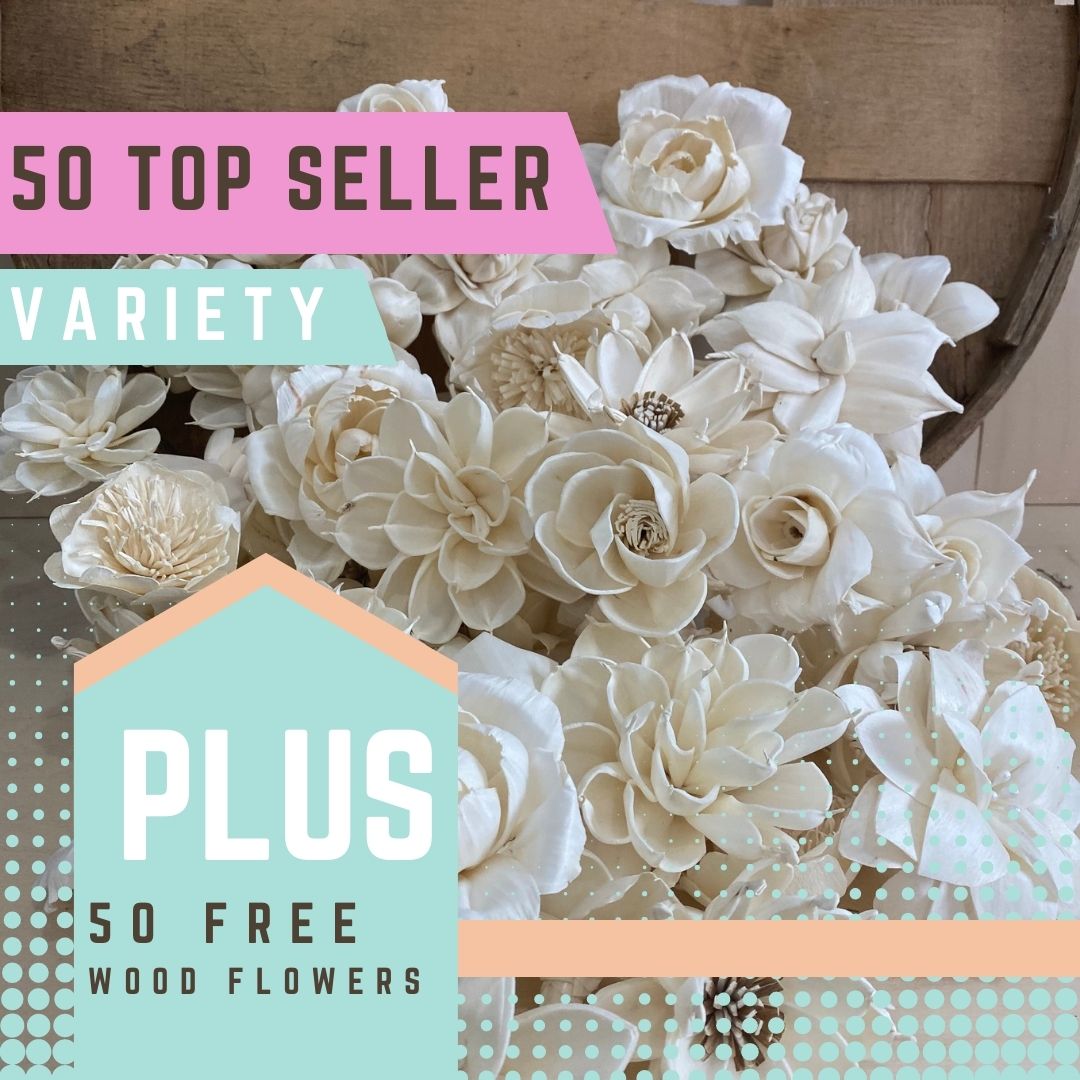 Top Seller Assortment PLUS 50 free wood flowers - Oh Youre Lovely product image