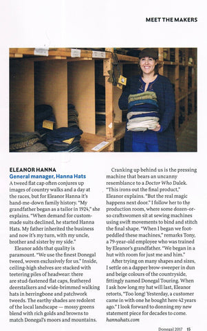 Eleanor Hanna of Hanna Hats featured in National Geographic