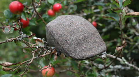 Salt & Pepper Flat Cap in an apple tree