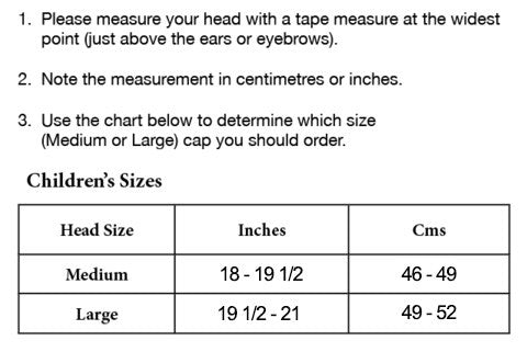 Children's Size Chart for Hanna Hats