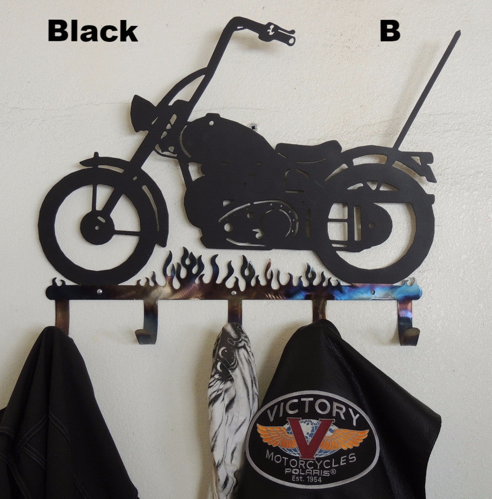 Motorcycle Helmet Rack with Hooks Metal Art Silhouette | Coat rack