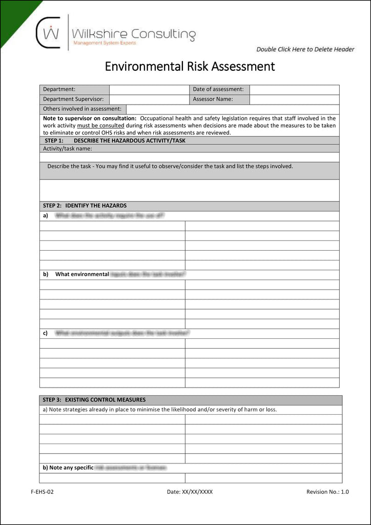 Iso 140012015 Environmental Management System Documentation Template