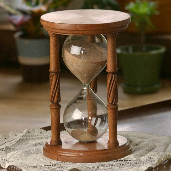 Solid Cherry Wood Hourglass With Spiral Spindles Justhourglasses 3444