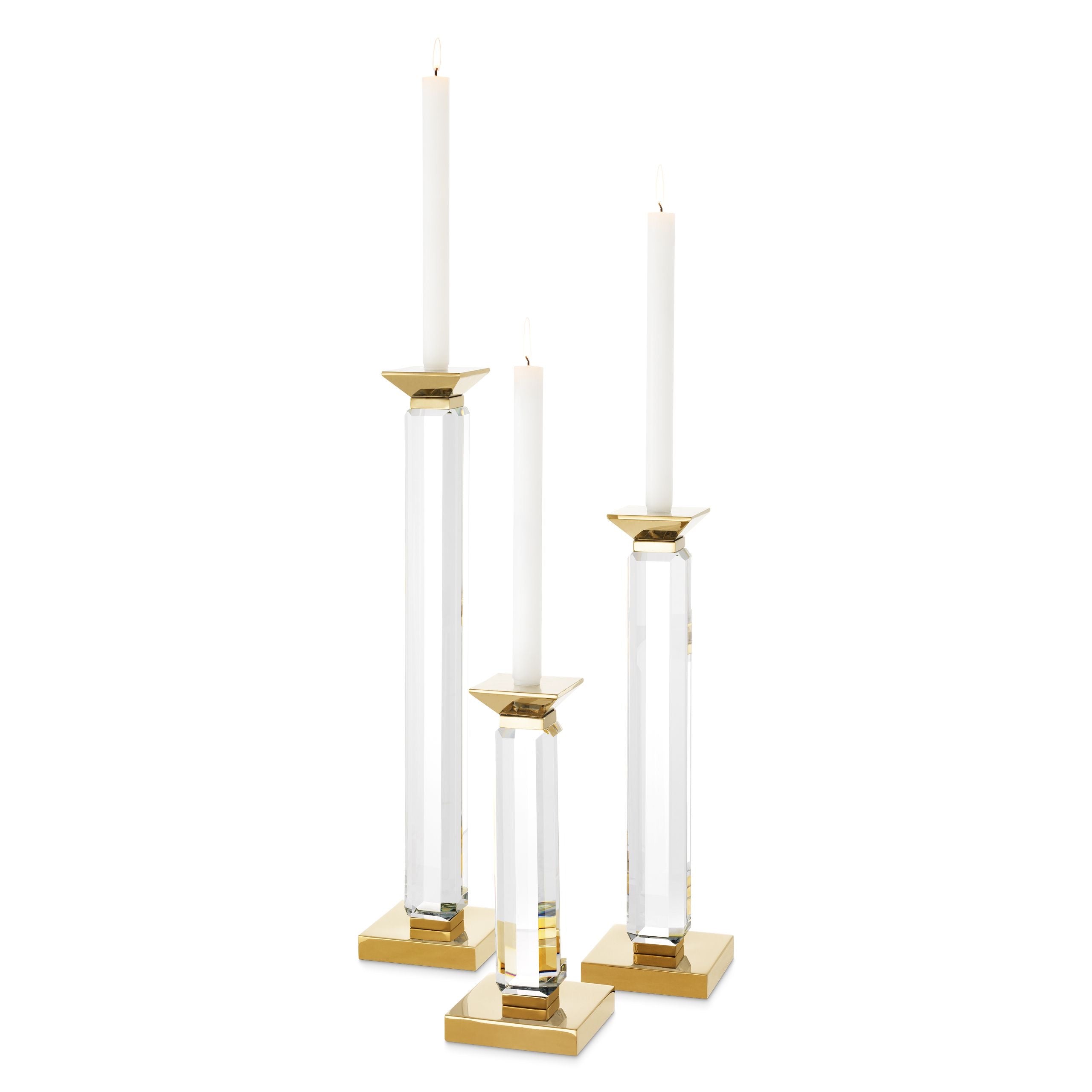 Candleholder Livia Gold Finish Clear Set Of 3