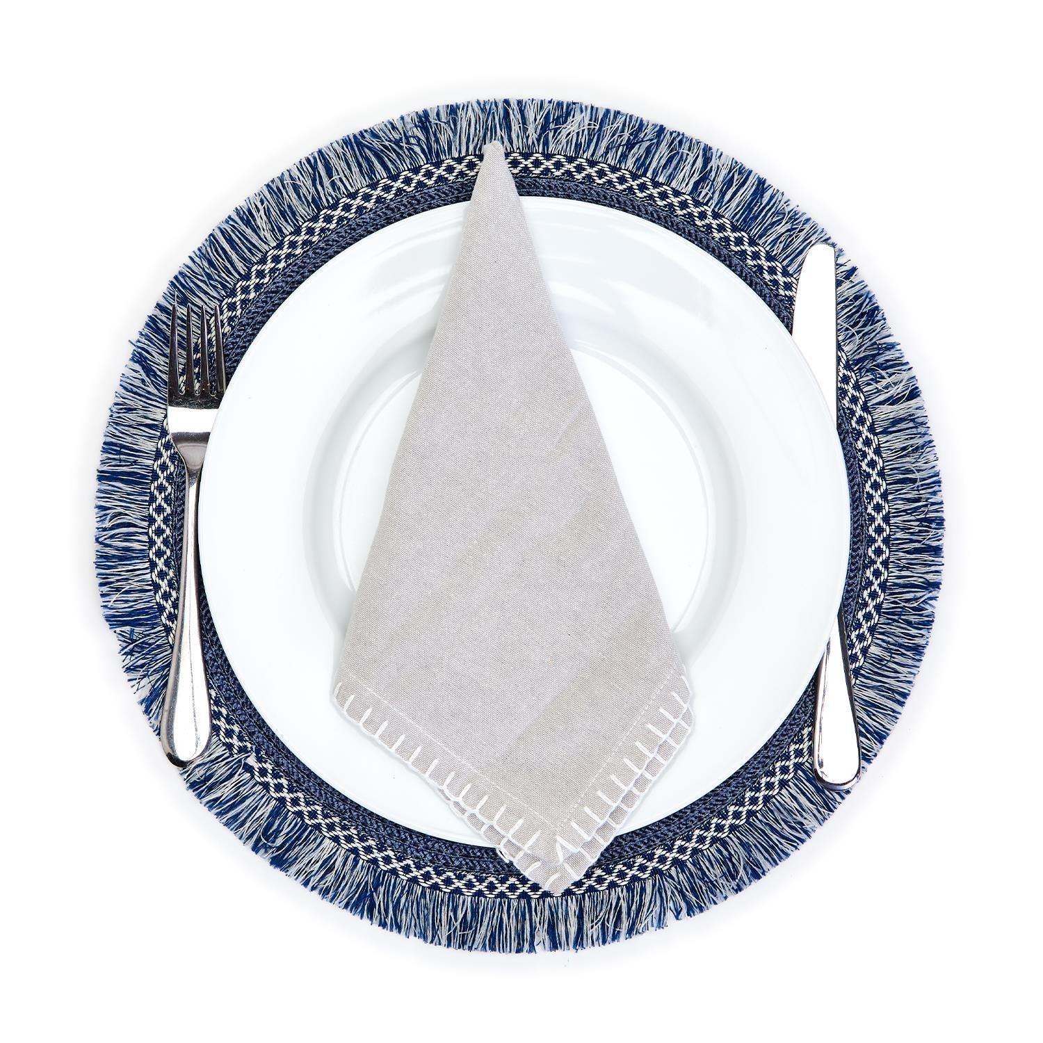 Aegean Blue S/4 Fringed Placemats