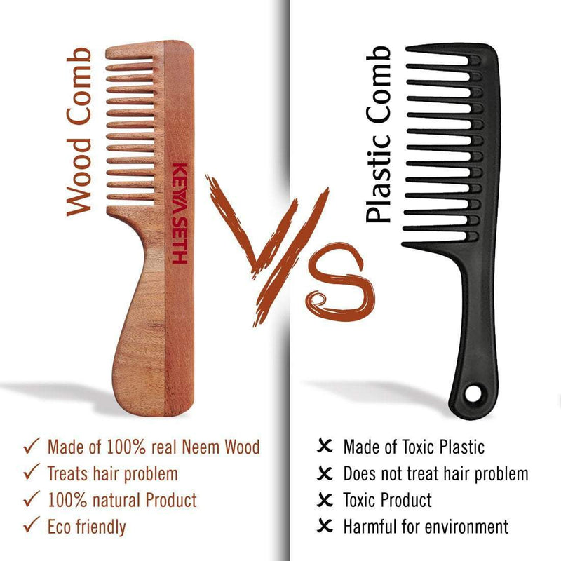 Bitto Organic Neem Wood Comb  All Purpose Regular Comb  RakeHandle Comb  for Hair Growth for Men  Women  Antidandruff  Antibact  EnvmartCom