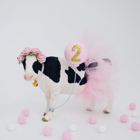 Cow Cake Topper, Blue & Gold