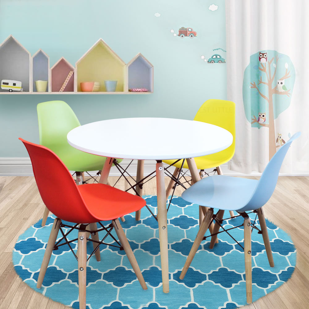 1 03 Kids Table And Chairs Package 1 X Round Table 4 X R B Y G