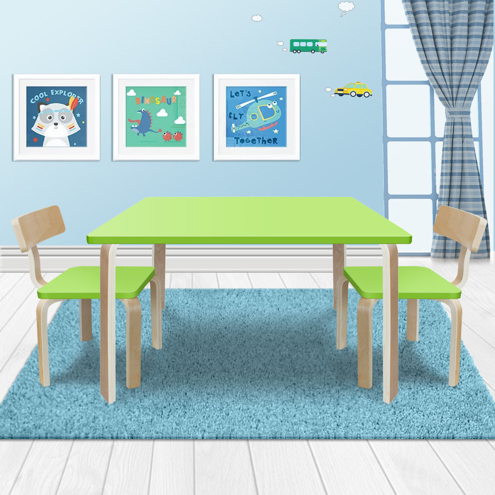 New Modern Stylish Kids Table Chairs Rectangle Wooden Set Lime