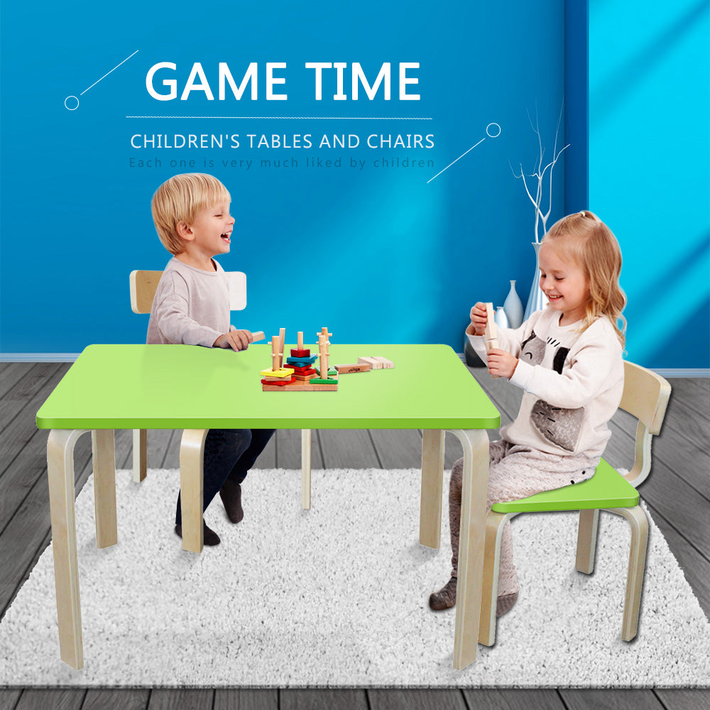 New Modern Stylish Kids Table Chairs Rectangle Wooden Set Lime