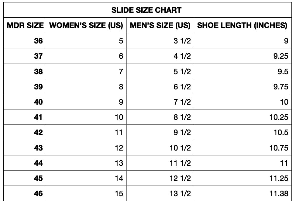 Milano Size Charts