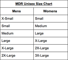 Unisex T Shirt Size Conversion Chart