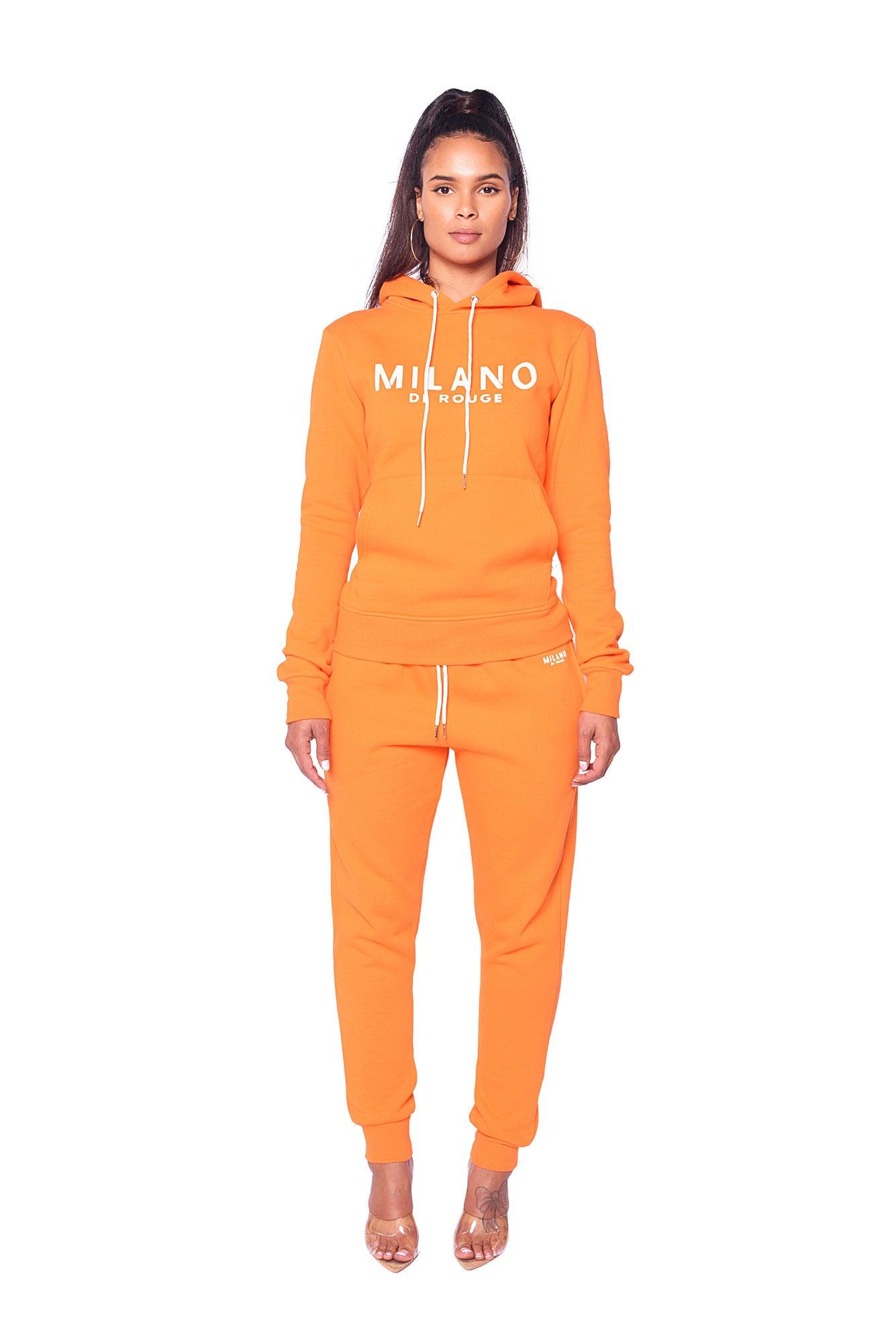 orange sweatsuit womens