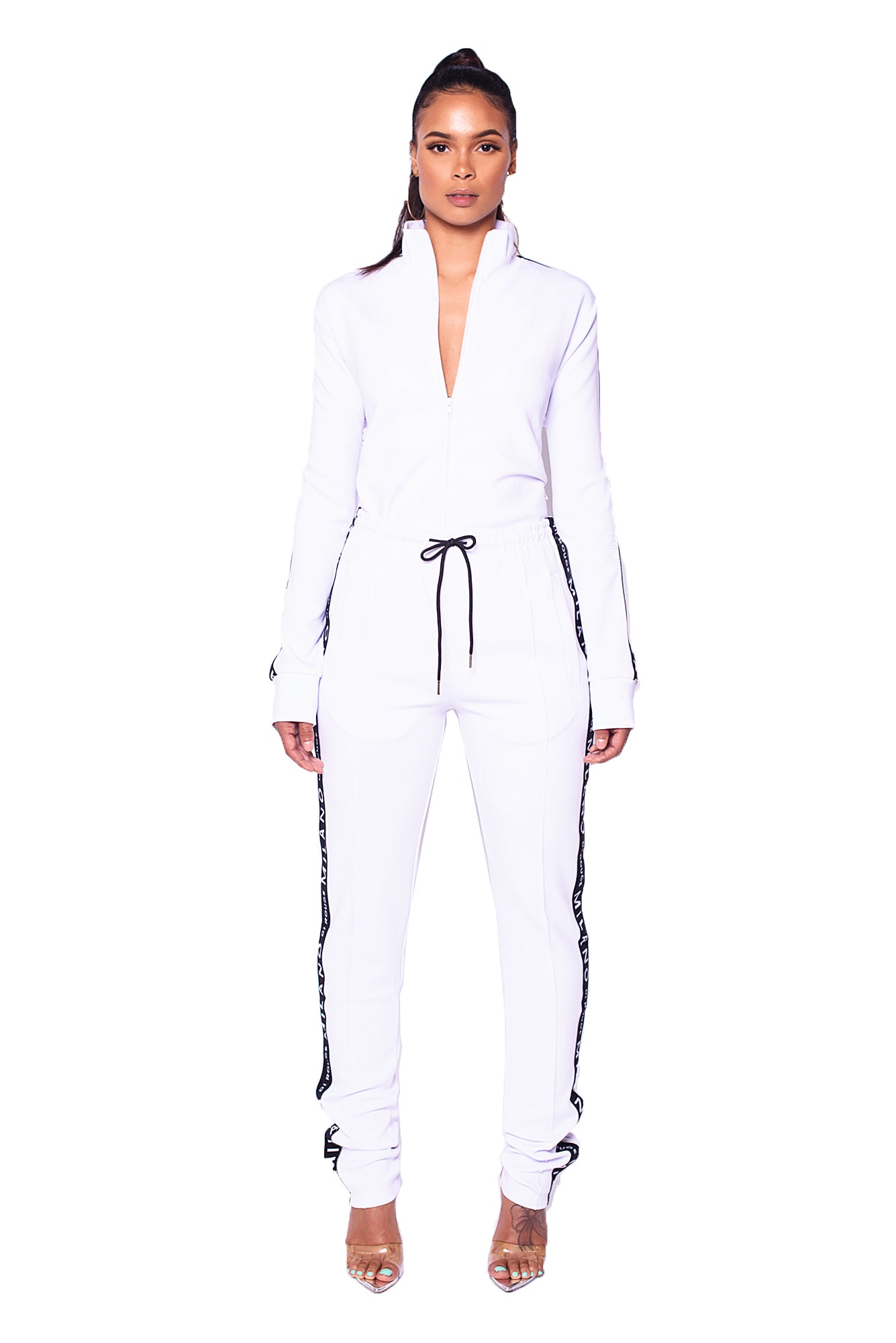 all white sweat suit