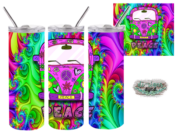 Retro Hippie Bus digital image for skinny tumblers sublimation