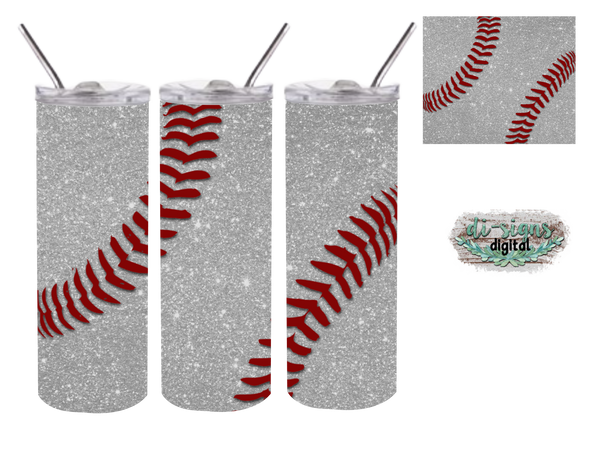 Download Baseball silver glitter Red laces digital file for 20oz ...